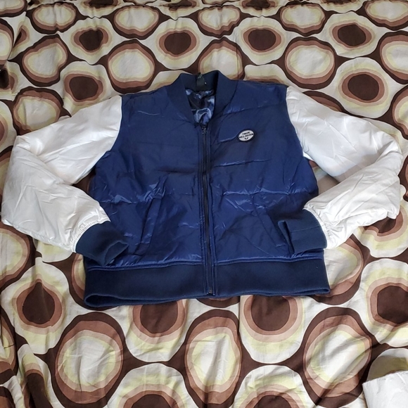 Women Blue/White True Religion Bubble Coat Sz S/P - Picture 1 of 7